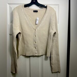 NWT | GAP | Cream Ribbed Button-Up Cardigan | SZ XL
